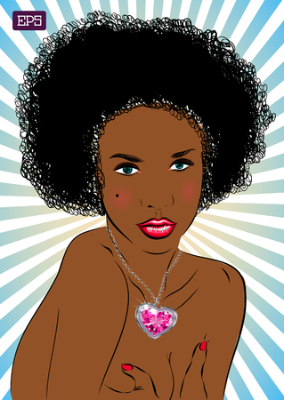 afro woman vector portrait on a background. EPS illustrationのイラスト素材