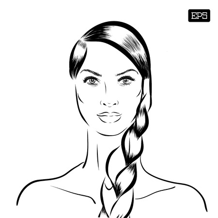 Woman vector portrait on a background. EPSのイラスト素材