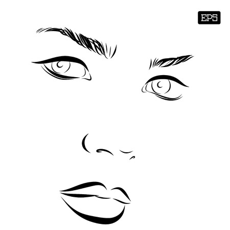 Woman vector portrait on a background. EPSのイラスト素材