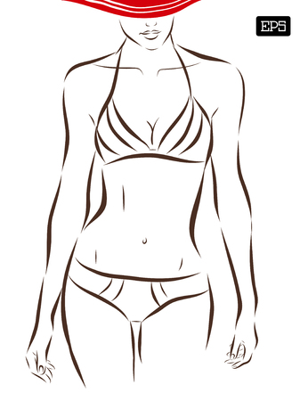 Vector girl in bikini on a white background. EPS illustration.のイラスト素材