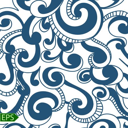 Blue Wave seamless on a white background. EPS illustration.のイラスト素材