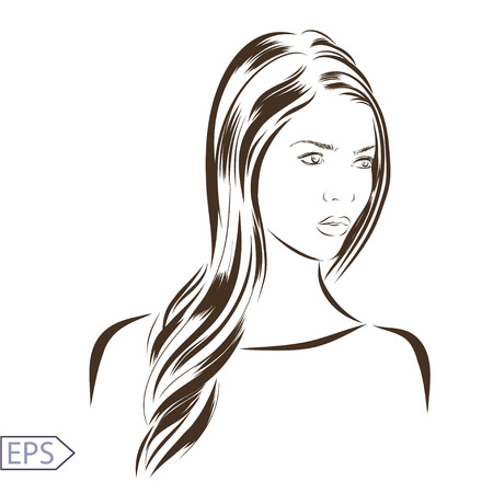 Woman vector portrait on a background. EPSのイラスト素材