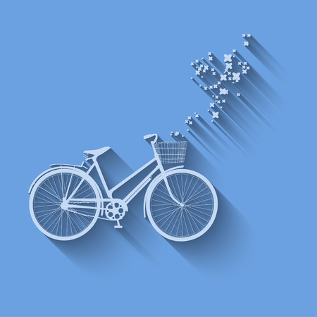 Bicycle vector simbol with flowers on a background. のイラスト素材