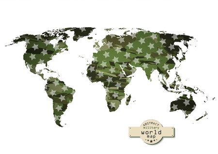 Camouflage military world map with stars. Vector illustration  のイラスト素材