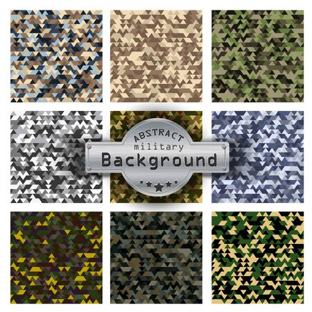 Camouflage military triangle pattern set background. Vector illustration のイラスト素材