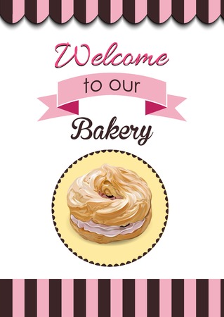 Retro Donut Poster. Promotional sign vector illustration. EPSのイラスト素材