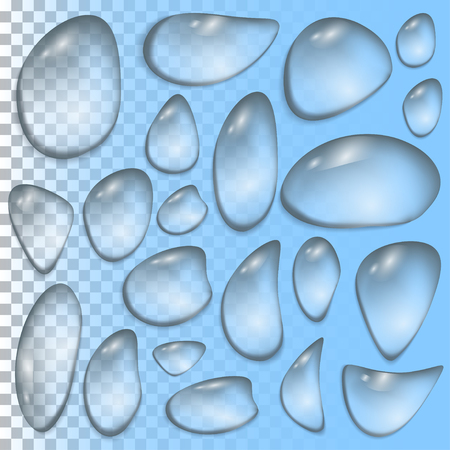 Set of transparent drops in pale grey colors. Vector EPSのイラスト素材