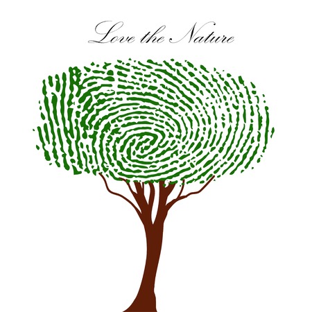 Heart green tree with finger prints vector illustration.のイラスト素材