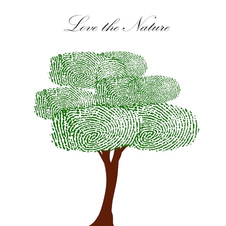 Heart green tree with finger prints vector illustration.のイラスト素材