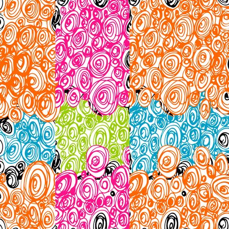 Hand Drawn Scribble Circles seamless pattern, vector design elements. EPSのイラスト素材