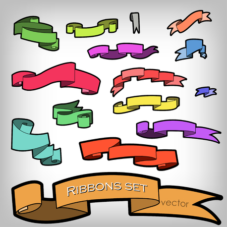 Set of vector Multicolored Ribbons, Banners for your own text or design. EPSのイラスト素材