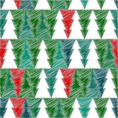 Christmas tree with scetch lines. Christmas vector card. EPSのイラスト素材