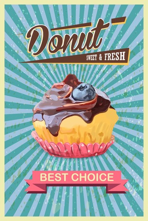Retro cupcake Poster. Promotional sign vector illustration. EPS 10のイラスト素材