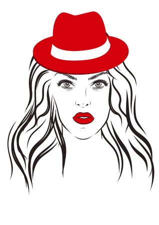 Beautiful fashion woman portrait on background. Vector illustration epsのイラスト素材