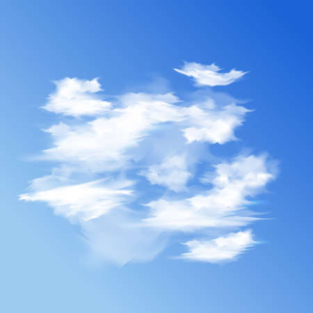 Set of white different clouds. Vector illustrationのイラスト素材