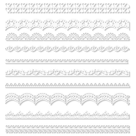 Elegant paper retro floral borders set. Hand drawn vintage design template for banner, greeting card, wedding invitation, vignette, menu etc. Vector illustration.のイラスト素材