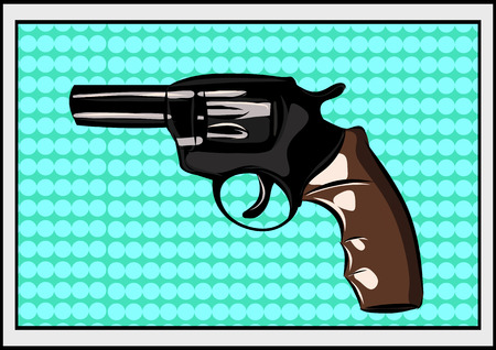 The pop art Gun on a polka-dot background. Vectorのイラスト素材