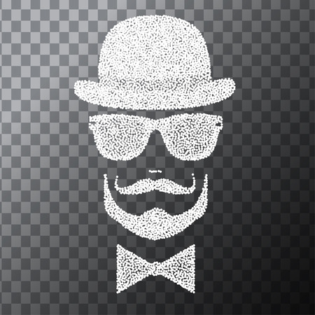 Dots Hipster character illustration with sunglasses and mustache. Vectorのイラスト素材