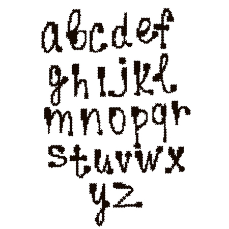 vector illustration of a brown knitting alphabet on light backgroundのイラスト素材