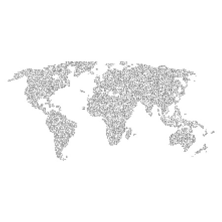 Vector halftone letters world map. Continents for your design.のイラスト素材