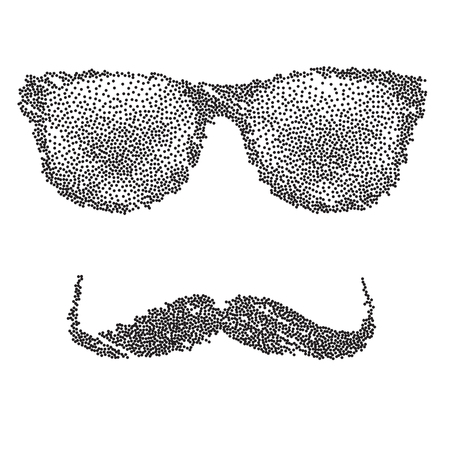 Dots Hipster character illustration with sunglasses and mustache.のイラスト素材