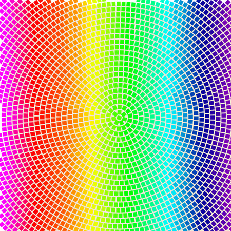 colorful radial background with rainbow mosaic dots. Vector illustrationのイラスト素材