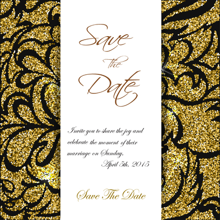 Cute cards with gold Confetti glitter. Perfect for valentines day, birthday, save the date invitation. Vectorのイラスト素材