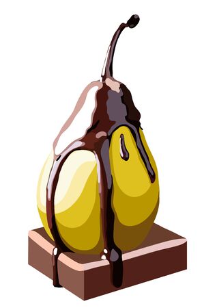 Pear in chocolate on a background. Vectorのイラスト素材
