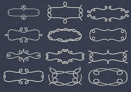 Rope frame, knots and corners. sling strong nautical. Vector.のイラスト素材