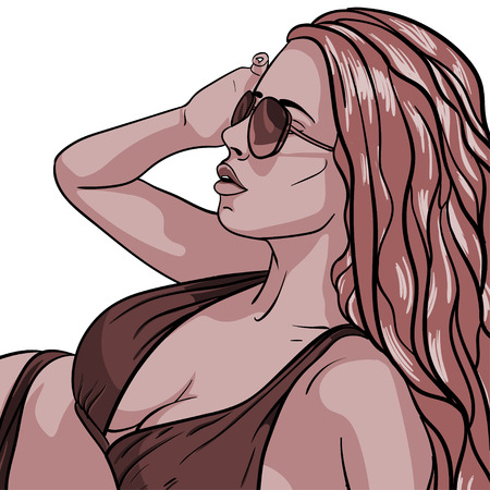 Sexy young woman in swimsuit. Vector illustrationのイラスト素材