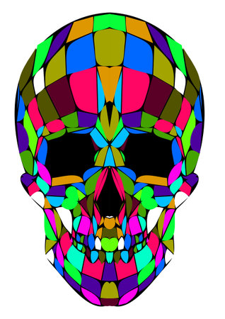 abstract polygonal multicolor skull on a background.のイラスト素材