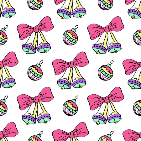 Hand has drawn Christmas decorations seamless pattern.のイラスト素材