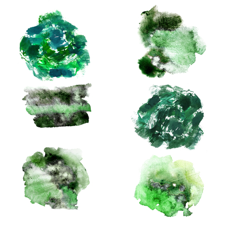 Watercolor green blobs set on background.の写真素材