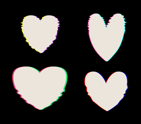 White Heart in Glitch Style. Vector Heart Illustration with, Modern and Trendy Silhouette.のイラスト素材