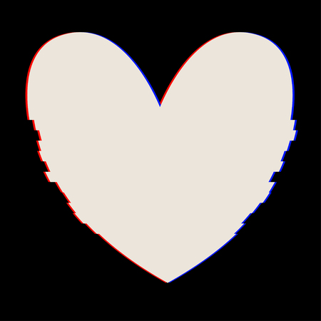 White Heart in Glitch Style. Vector Heart Illustration with, Modern and Trendy Silhouetteのイラスト素材