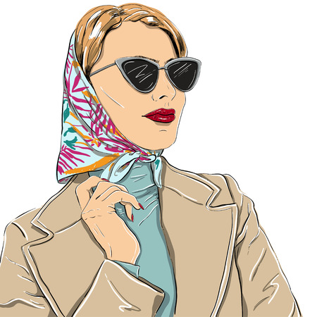 beautiful fashion woman in sunglasses vector illustrationのイラスト素材