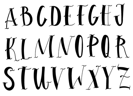 Handwritten lettering vector font aphabet on whiteのイラスト素材