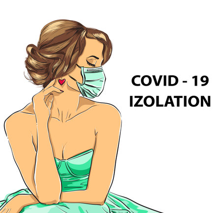 Fashion women in long dress on white background. Vectorのイラスト素材