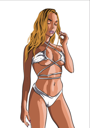 Sexy woman in bikini izolate vector illustration 10 epsのイラスト素材
