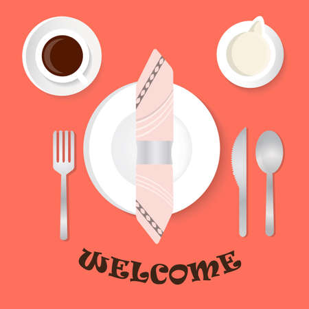 Welcome for breakfast restaurant servicesのイラスト素材