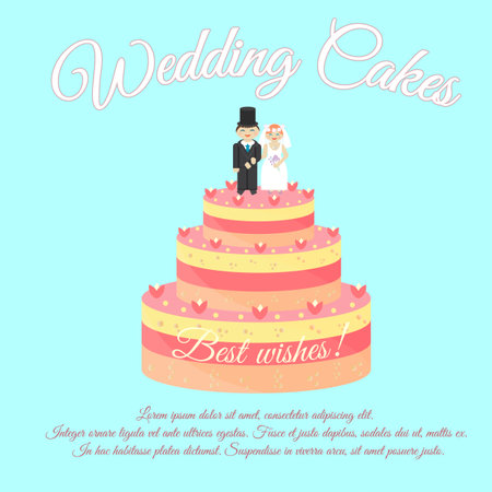 Wedding Cakes. Best wishes. figurines of the bride and groom on a wedding cake.