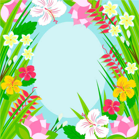Frame of tropical flowersのイラスト素材