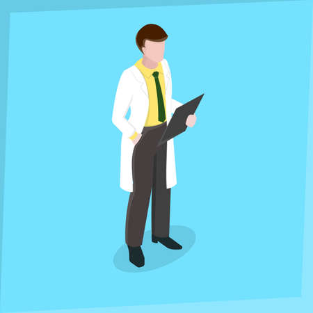 Medical staff Man Doctor Medical examination Isometric 3d disign Vector illustrationのイラスト素材