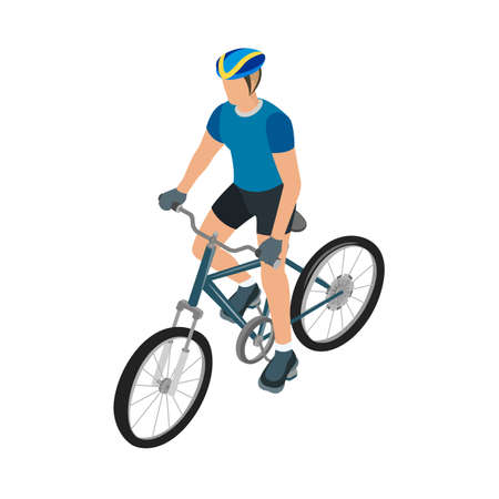 Cyclists in helmet and sportswear. Vector illustration in isometric view.のイラスト素材