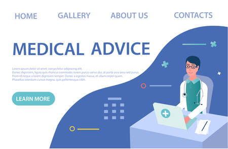 Banner Medical Advice concept Vector illustration Online doctor's appointment. Doctor help onlineのイラスト素材