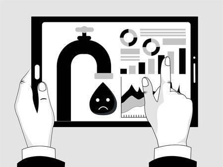 Monochrome, black and white vector illustration concept oil crisis, falling oil prices, economic crisis,  deal.のイラスト素材