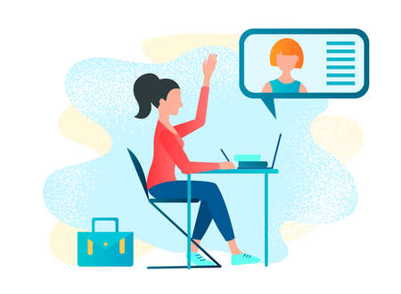 Online tutor, webinar, study, courses, master classes on the Internet Vector illustrationのイラスト素材