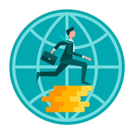 Global business, world money power concept vector illustrationのイラスト素材