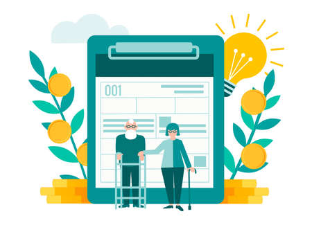 Loan approval for an elderly couple Apply Online for Pension Loan Personal Loan for Pensioners Concept vector illustrationのイラスト素材