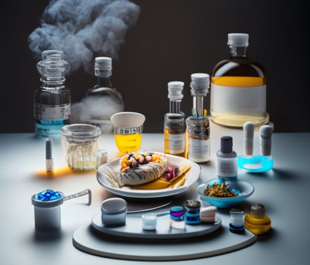 Researching of disease remedy in medical lab AI generated illustrationの素材